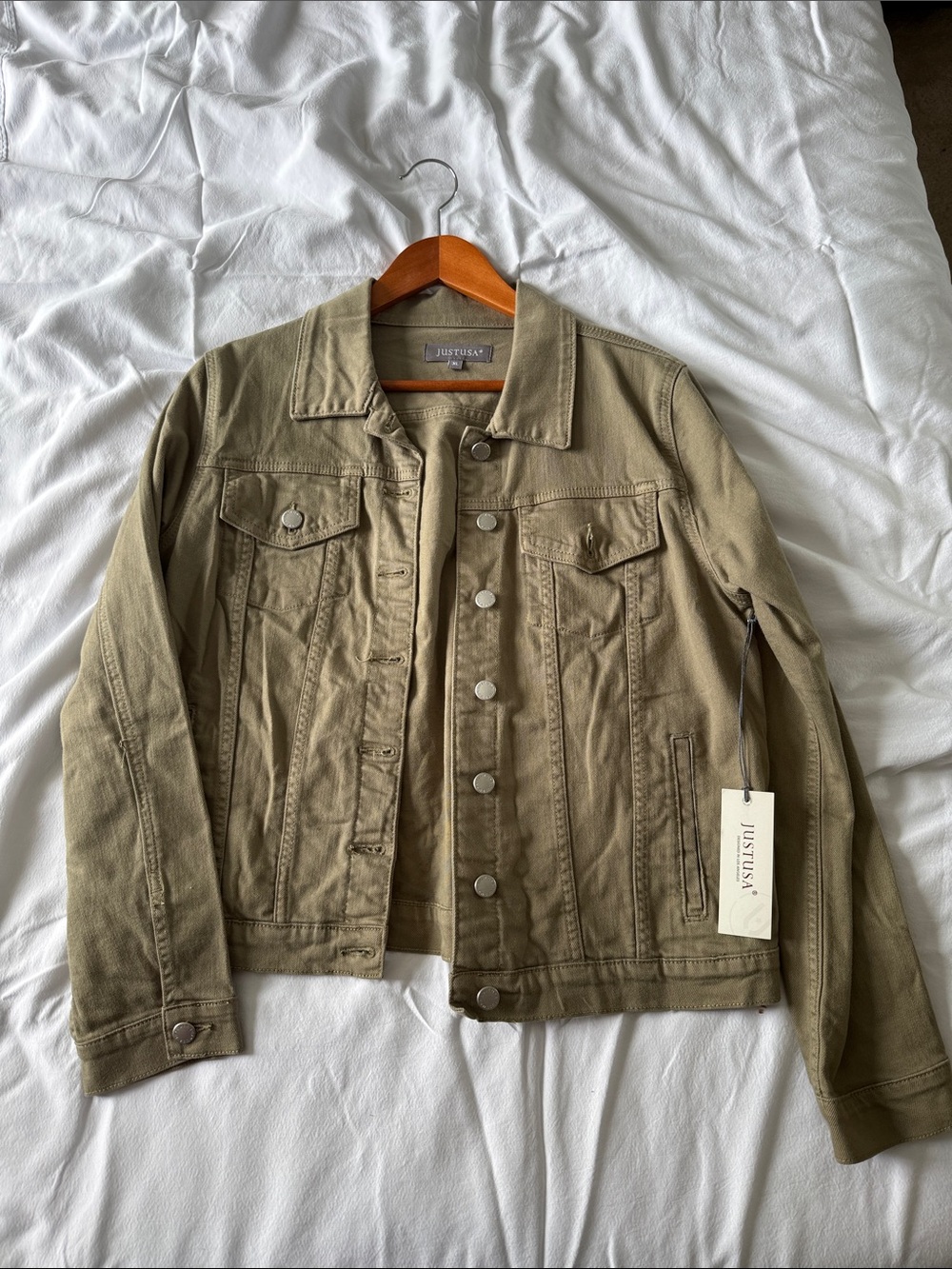 Just USA Olive Green Denim Jacket for Women